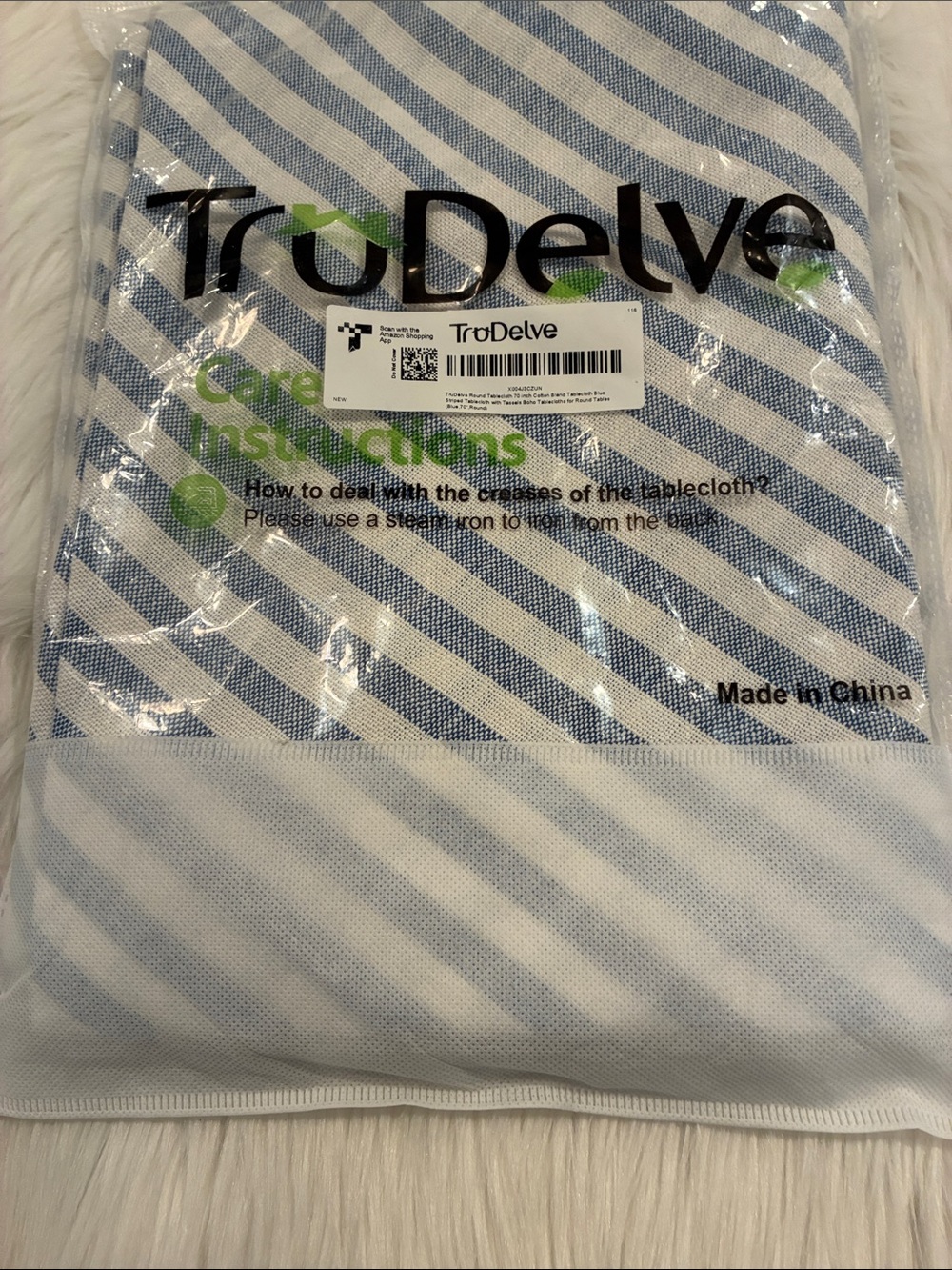 Blue/White Stripe 70 Inch Round Tablecloth